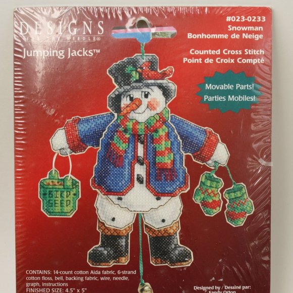 Never Been Used Vintage Counted Cross Stitch KIT Frosty Ornament Movable Parts - Picture 2 of 4